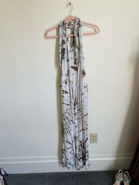 Tie-Dye Halter jumpsuit in White and Brown